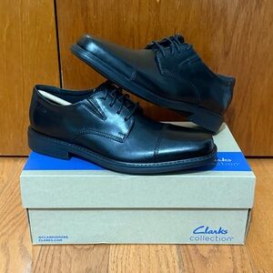 Men's Clarks Cosgrove Black Leather Shoes - Size 8